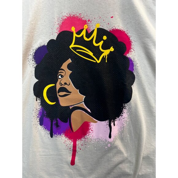 Sugar Flower Womens Graphic T-Shirt 2X Beige Cotton Casual Streetwear - Picture 3 of 4